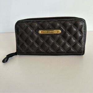 Juicy Couture Black Quilted Shimmer‎ Zip Around Wallet